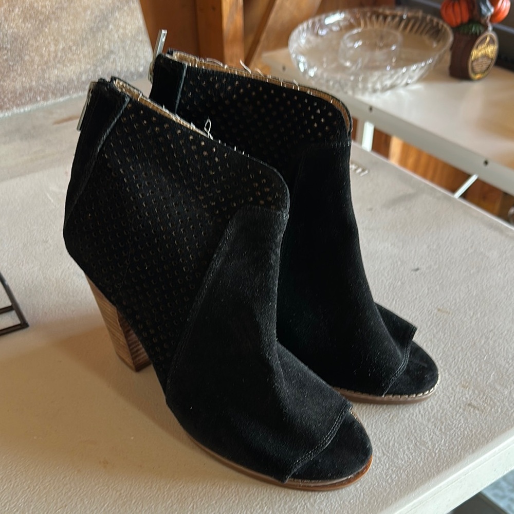 Lucky Brand Black Peep-Toe Ankle Boots